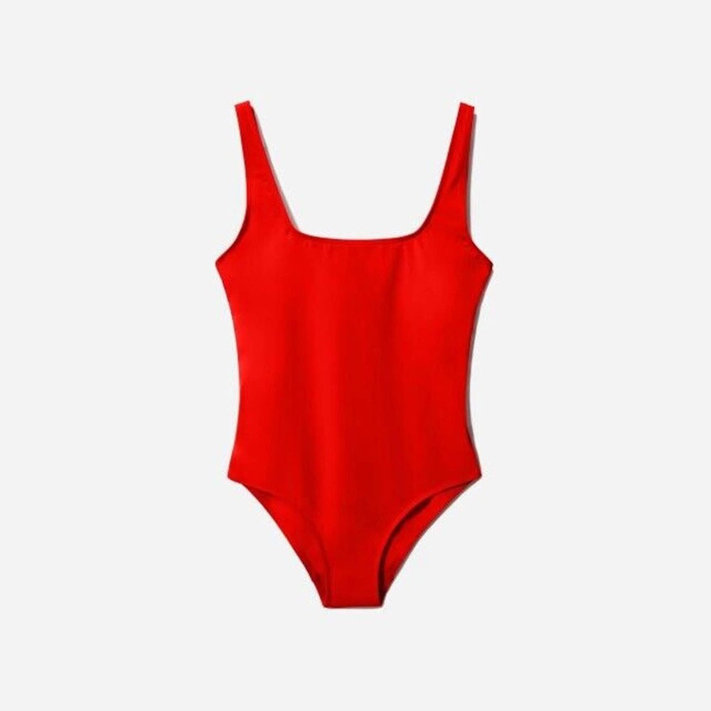 NWT Everlane Womens Square Neck One Piece Swimsuit Size XXL Padded Lined Red